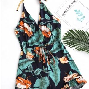 Tropical print romper